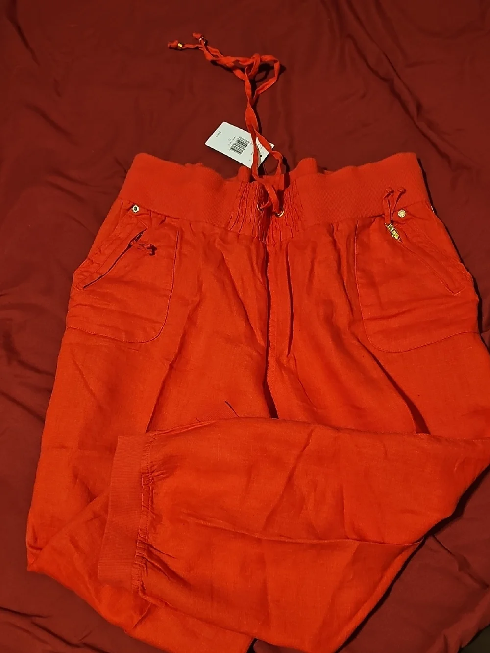 Bright Red Casual Jogger Pants - Picture 4 of 5